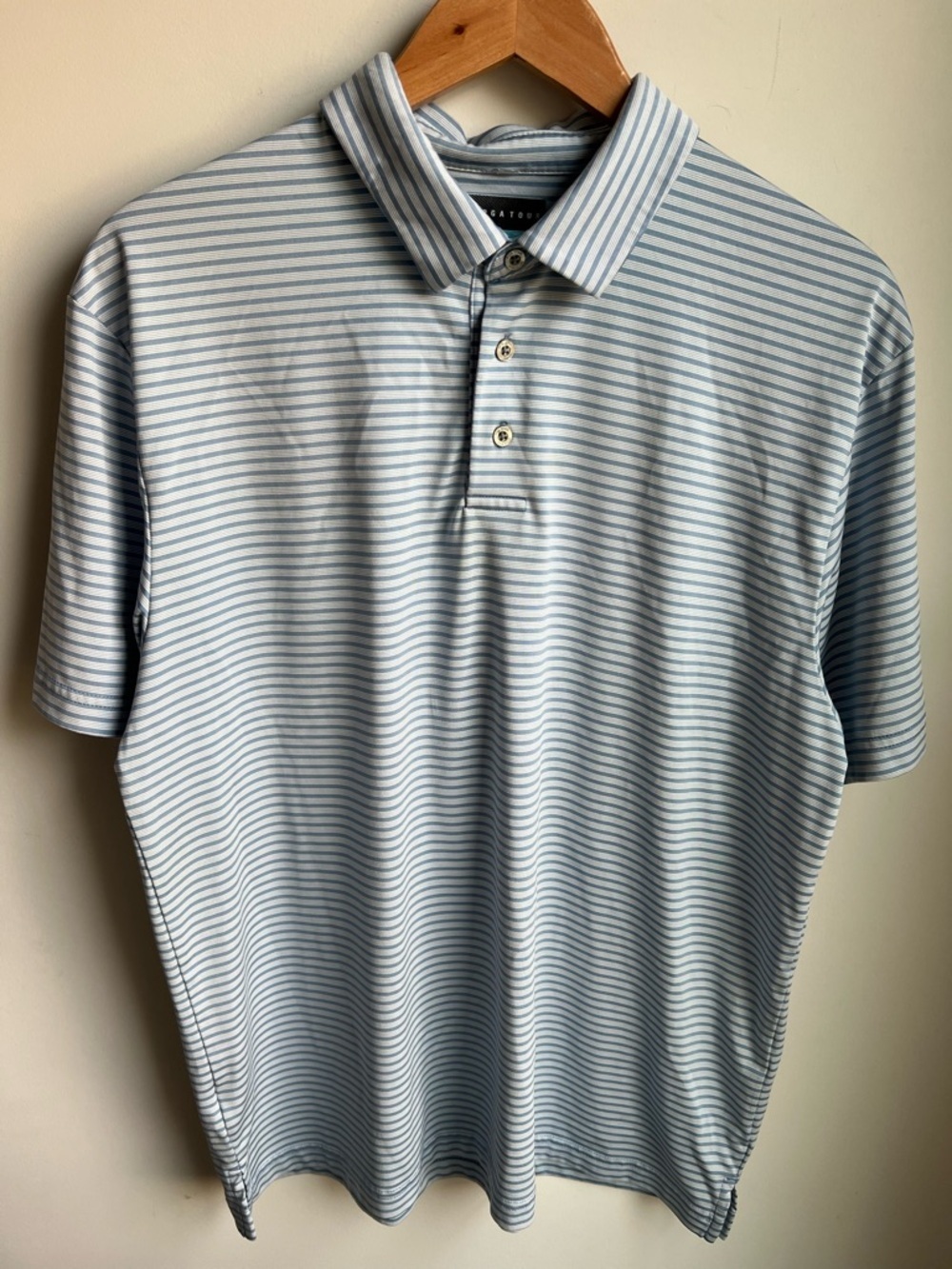 Men's PGA Light Blue Striped Golf Shirt - L